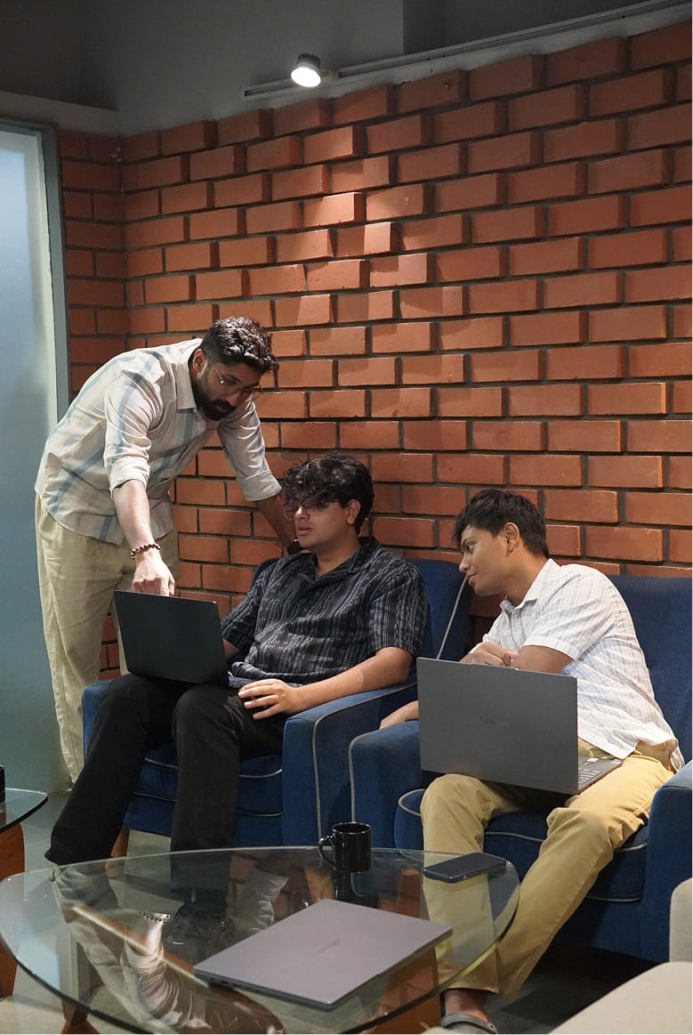 Team member in thoughtful pose