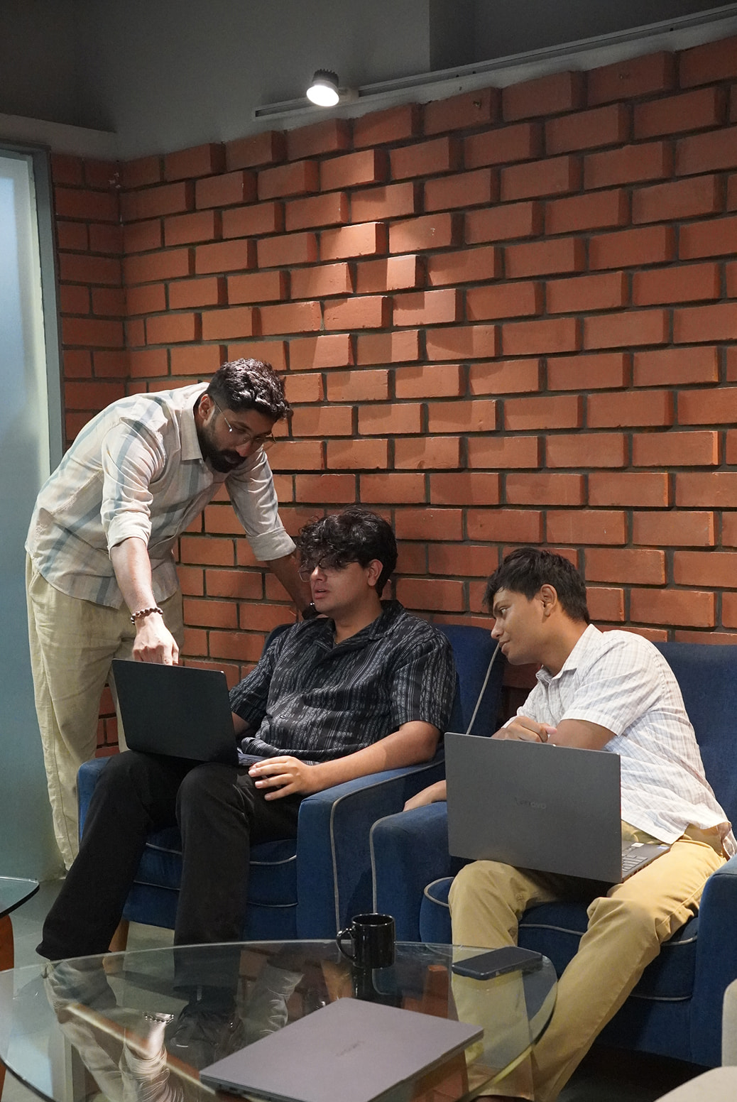 Team member in thoughtful pose